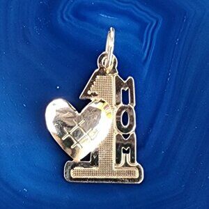 Vintage #1 Mom 14k Yellow Gold Heart Charm Pendant – Perfect Gift!